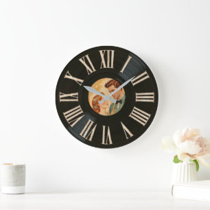 Anpassningsbar Photo Faux Classic Retro Vinyl Reco Stor Klocka