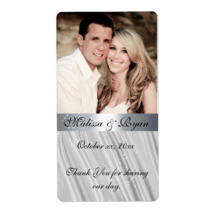 Anpassningsbar Photo, Faux, Silver Satin, Vin-etik Fraktsedel