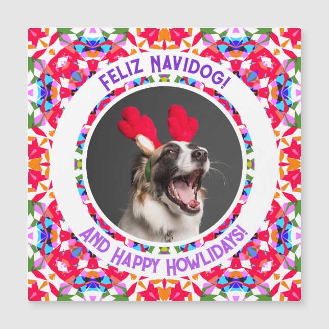Anpassningsbar Photo Feliz Navidad Pun jul Hund Pu (Framsida)