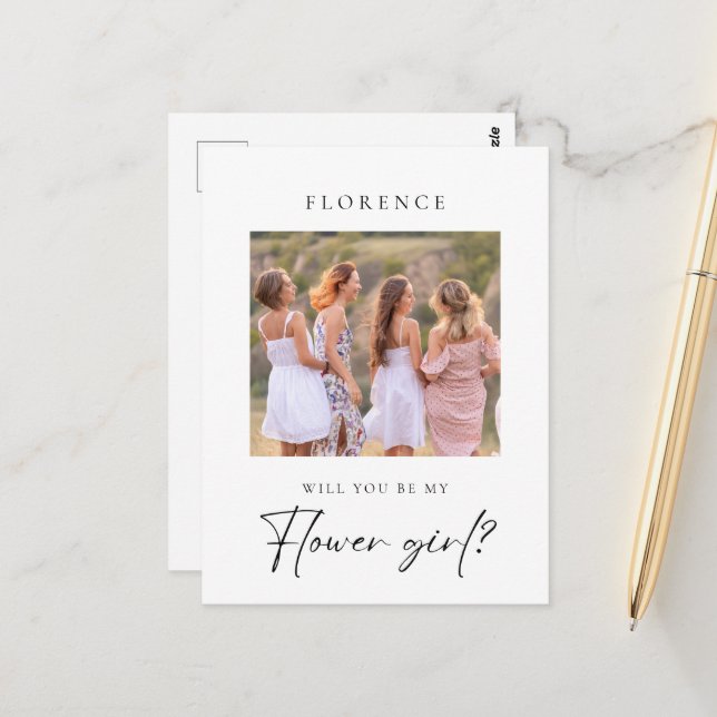 Anpassningsbar Photo Flower Girl Frieri Vykort (Fram/Back In Situ)