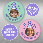 Anpassningsbar Photo Födelsedagsfest Hat Keepsak Magnet<br><div class="desc">De här festmagneterna gör att perfekten alltid minns en speciell milstolpe-födelsedag. Anpassa med födelsedagsfotot,  namn och barn. Du kan också ändra färgen på text och bakgrund.</div>