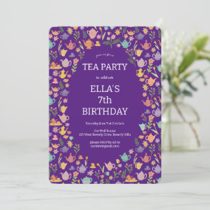 Anpassningsbar PHOTO för tea Party Birthday Cute C Inbjudningar