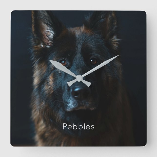 Anpassningsbar Photo German Shepherd Fyrkantig Klocka (Framsida)
