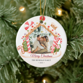 Anpassningsbar Photo Gingerbröd House-jul Julgransprydnad Keramik