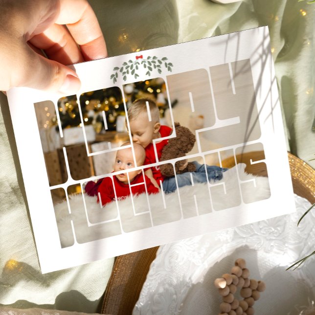 Anpassningsbar Photo Glad helg Typography Julafton Julkort (Skapare uppladdad)