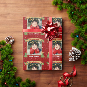 Anpassningsbar Photo God jul Helgdag Red Presentpapper