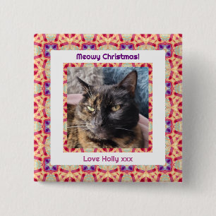 Anpassningsbar Photo God jul Jolly Pet Cat Kitten Knapp