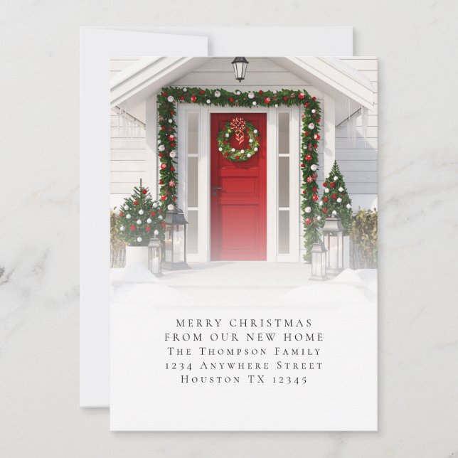 Anpassningsbar Photo God jul New Home Meddelande (Framsida)