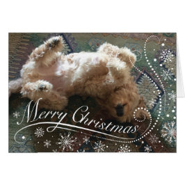 Anpassningsbar Photo Golden Doodle God jul Hälsningskort