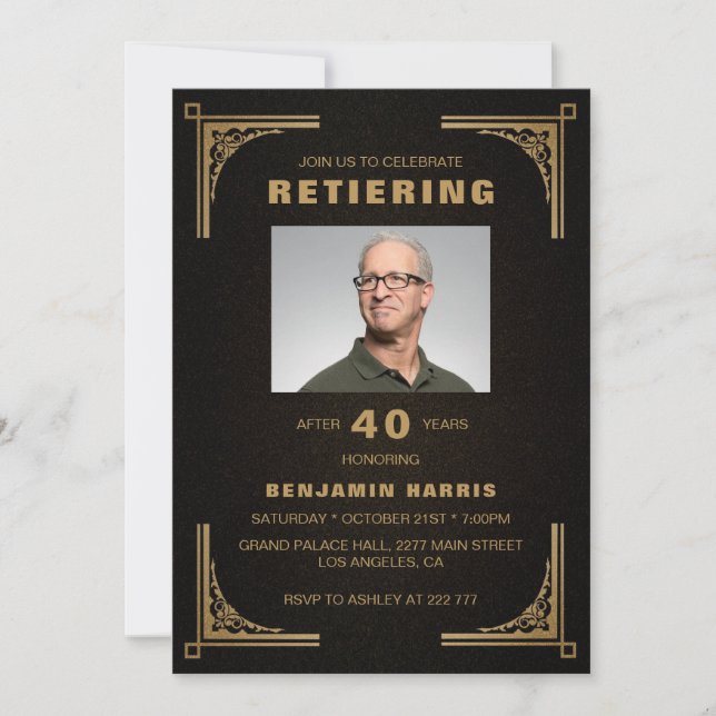 Anpassningsbar Photo Golden Ram Inbjudningar (Framsida)