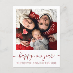 Anpassningsbar Photo Gott nytt år Mörk Red Script Helg Vykort
