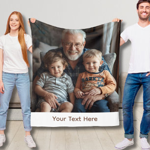 Anpassningsbar Photo Grandpa Blanket Ull Mysigt Gi Fleecefilt