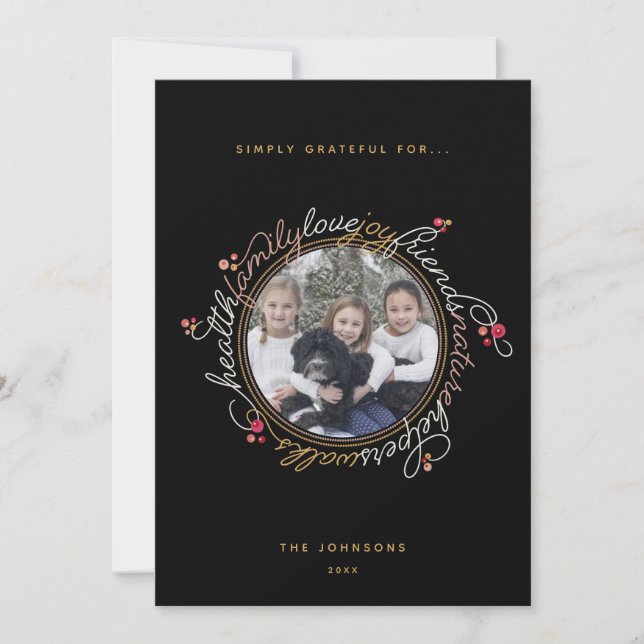 Anpassningsbar Photo Gratitude-andekrans mot Helgd Julkort (Framsida)