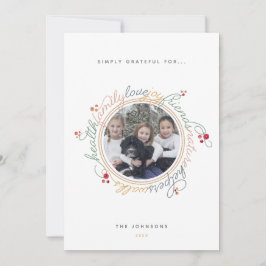 Anpassningsbar Photo Gratitude-andekrans mot Helgd Julkort