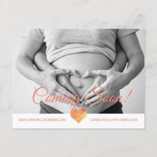 Anpassningsbar Photo Gravid annons kommer snart Meddelande Vykort