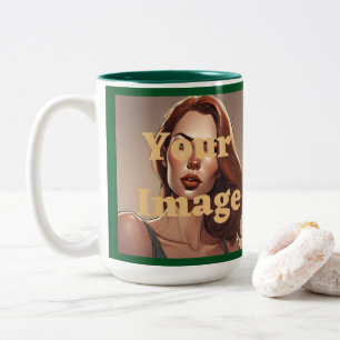 Anpassningsbar Photo Grönt White Two-Tone Mugg