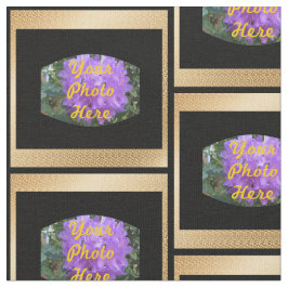 Anpassningsbar Photo Guld, Black Squares Fabric Tyg