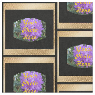 Anpassningsbar Photo Guld, Black Squares Fabric Tyg