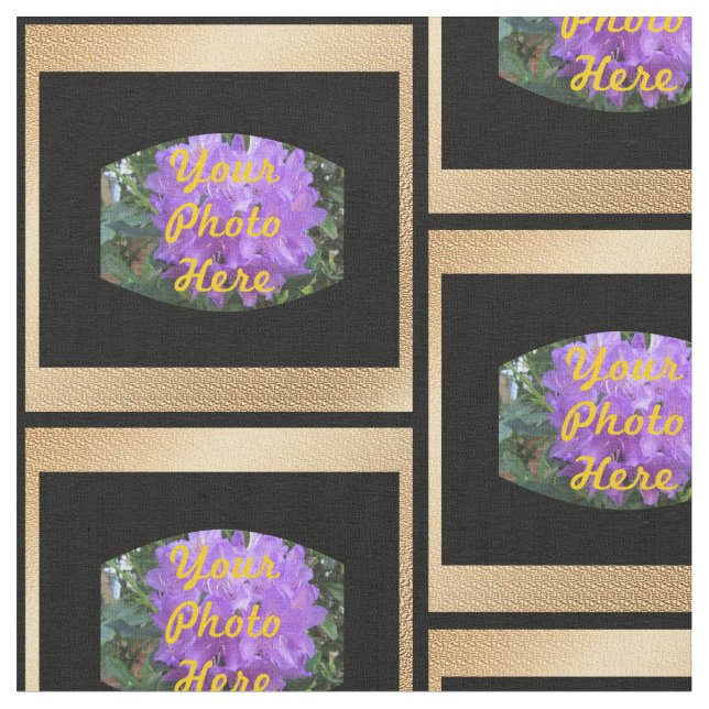 Anpassningsbar Photo Guld, Black Squares Fabric Tyg (Närbild)