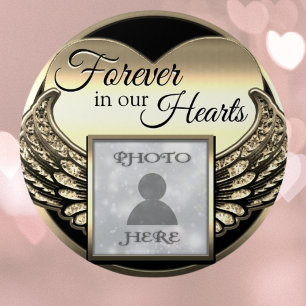 Anpassningsbar Photo Guld Memorial Heart Knapp