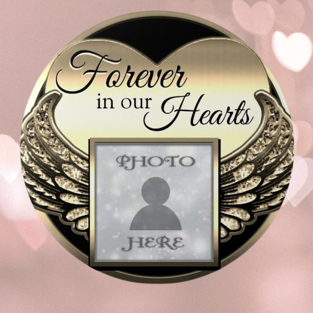 Anpassningsbar Photo Guld Memorial Heart Knapp (Skapare uppladdad)