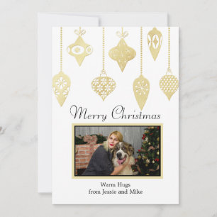 Anpassningsbar Photo Guld Ornaments platt Helgdag Julkort