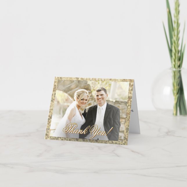 Anpassningsbar Photo Guld Sequin Tack Kort (Framsida)