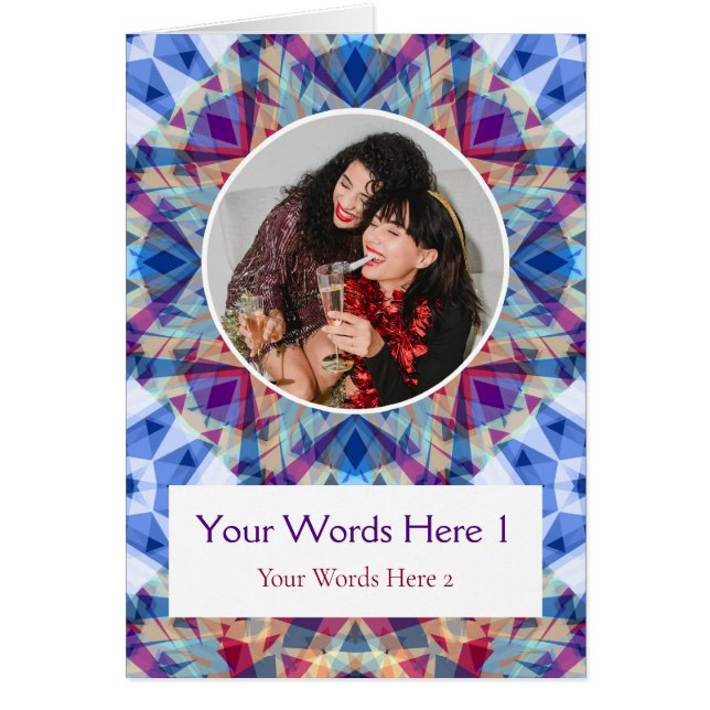 Anpassningsbar Photo Hälsning Blue Star-julkort Hälsningskort (Framsidan)