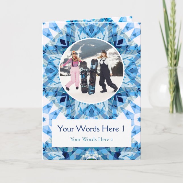 Anpassningsbar Photo Hälsning Blue Star-julkort Helgkort (Framsida)