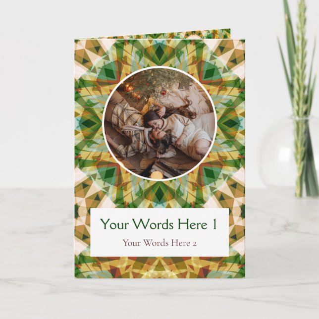 Anpassningsbar Photo Hälsning Grönt Brown julstjär Helgkort (Framsida)