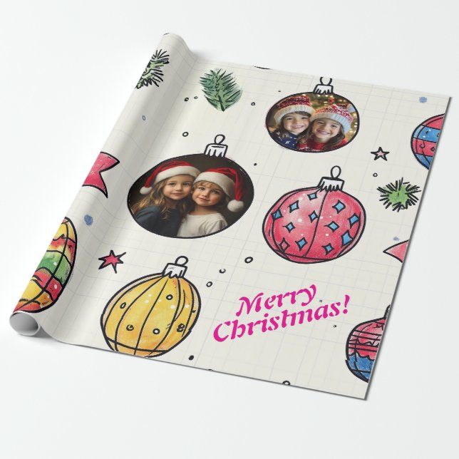 Anpassningsbar Photo Hand plockade Julafton Wrappi Presentpapper (Utrullad)