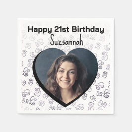 Anpassningsbar Photo Heart Art Födelsedagsfest Tem Pappersservett