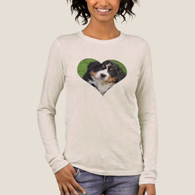 Anpassningsbar Photo HEART Hund långärmad T Shirt (Framsida)