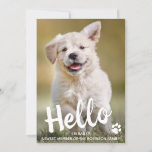 Anpassningsbar Photo Hej New Pet Puppy Hund Meddelande