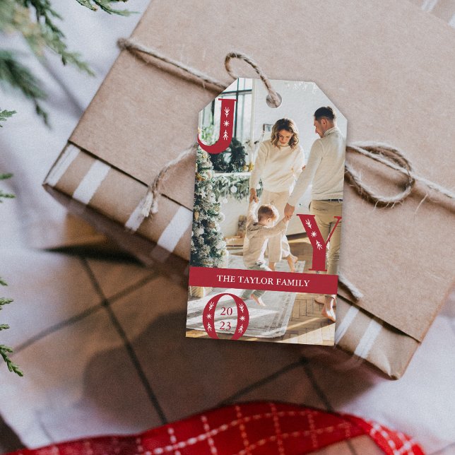 anpassningsbar Photo Helgdag JOY Jul Gift Presentetikett (custom Photo Holiday JOY Christmas Gift Gift Tags)