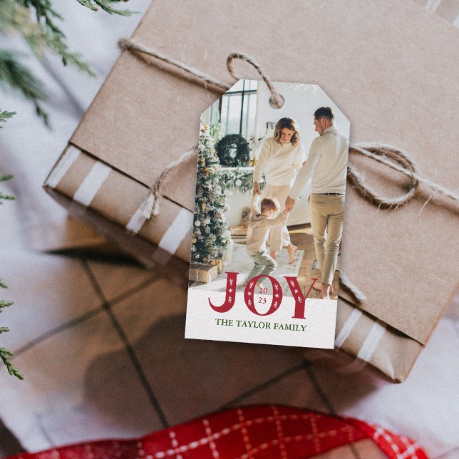 anpassningsbar Photo Helgdag JOY Jul Gift Presentetikett (custom Photo Holiday JOY Christmas Gift Gift Tags)