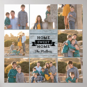 Anpassningsbar Photo Home Sweet Home Blek Wood Rus Poster