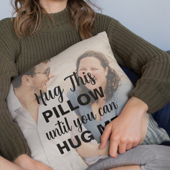 Anpassningsbar Photo Hug den här pilen tills du ka Kudde (Custom Photo Hug This Pillow Until You Can Hug Me
)