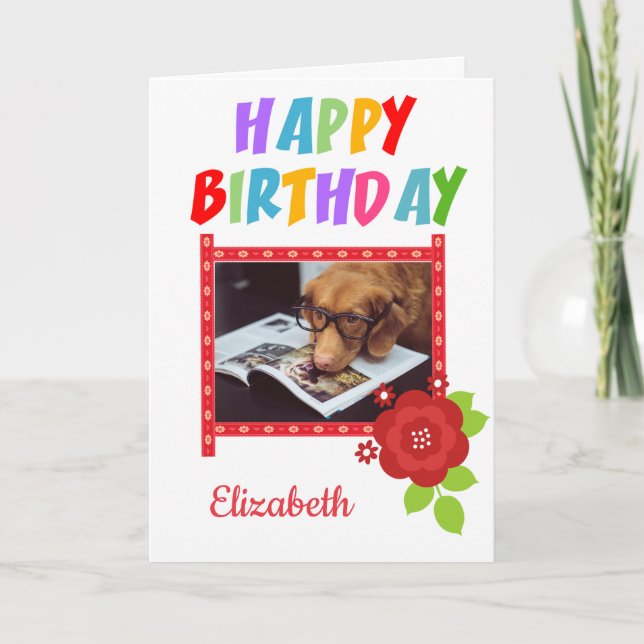 Anpassningsbar Photo Hund Birthday Card Kort (Framsida)