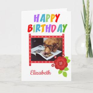 Anpassningsbar Photo Hund Birthday Card Kort