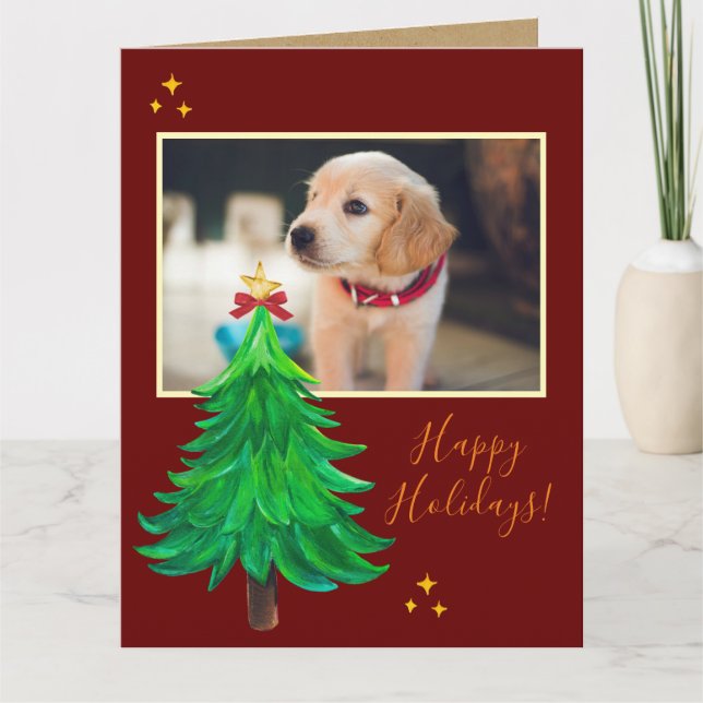 anpassningsbar PHOTO-hund christmas-christmas-vatt Kort (Framsida)