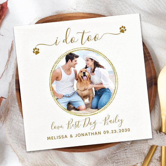 Anpassningsbar Photo I Do Elegant Guld Pet Hund Pappersservett (Skapare uppladdad)