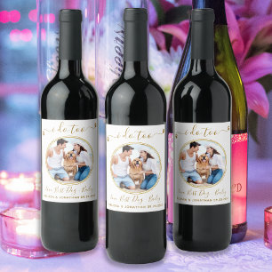 Anpassningsbar Photo I Do Elegant Guld Pet Hund Vinflaska Etikett