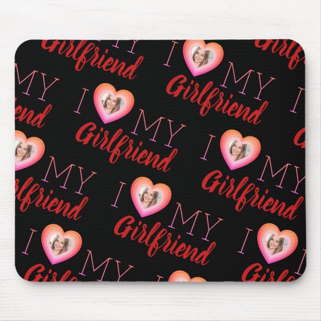 Anpassningsbar Photo I Kärlek Min flickvän Black M Musmatta (Framsidan)
