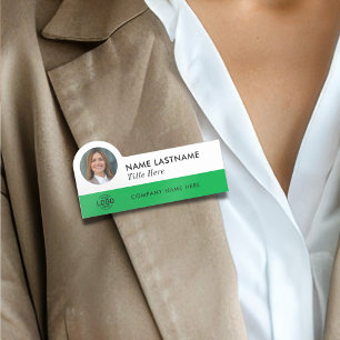 Anpassningsbar Photo ID Logotyp Modern Grönt Enkel Namnbricka