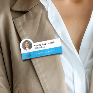 Anpassningsbar Photo ID Logotyp ModernSky Blue Sim Namnbricka