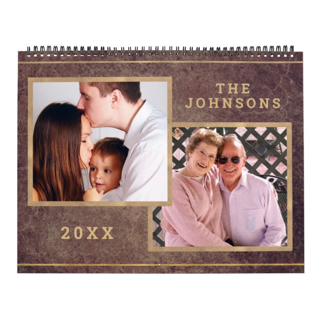 Anpassningsbar Photo Image Copper Guld Kalender (Omslag)