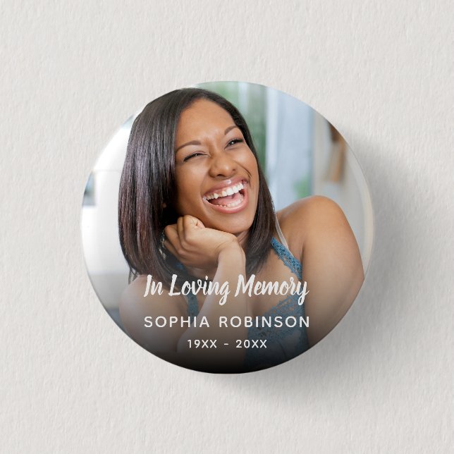 Anpassningsbar Photo in Loving Memory Funeral Knapp (Framsida)