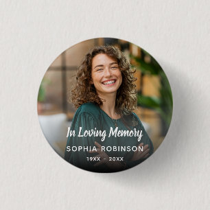 Anpassningsbar Photo in Loving Memory Funeral Knapp