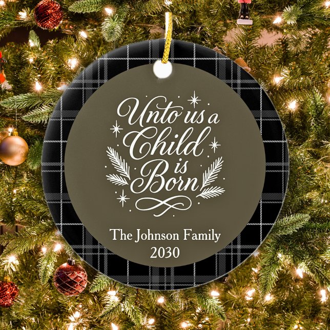 Anpassningsbar Photo Isaiah 9 6 jul Julgransprydnad Keramik (Custom Photo Isaiah 9 6 Christmas Ceramic Ornament)